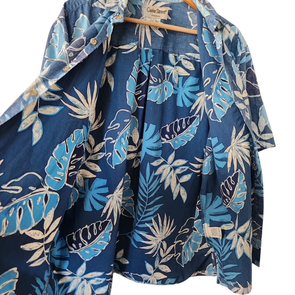 Cooke Street Honolulu Blue Hawaiian Short Sleeve Button Up Shirt Men's XL Beach - Picture 4 of 12